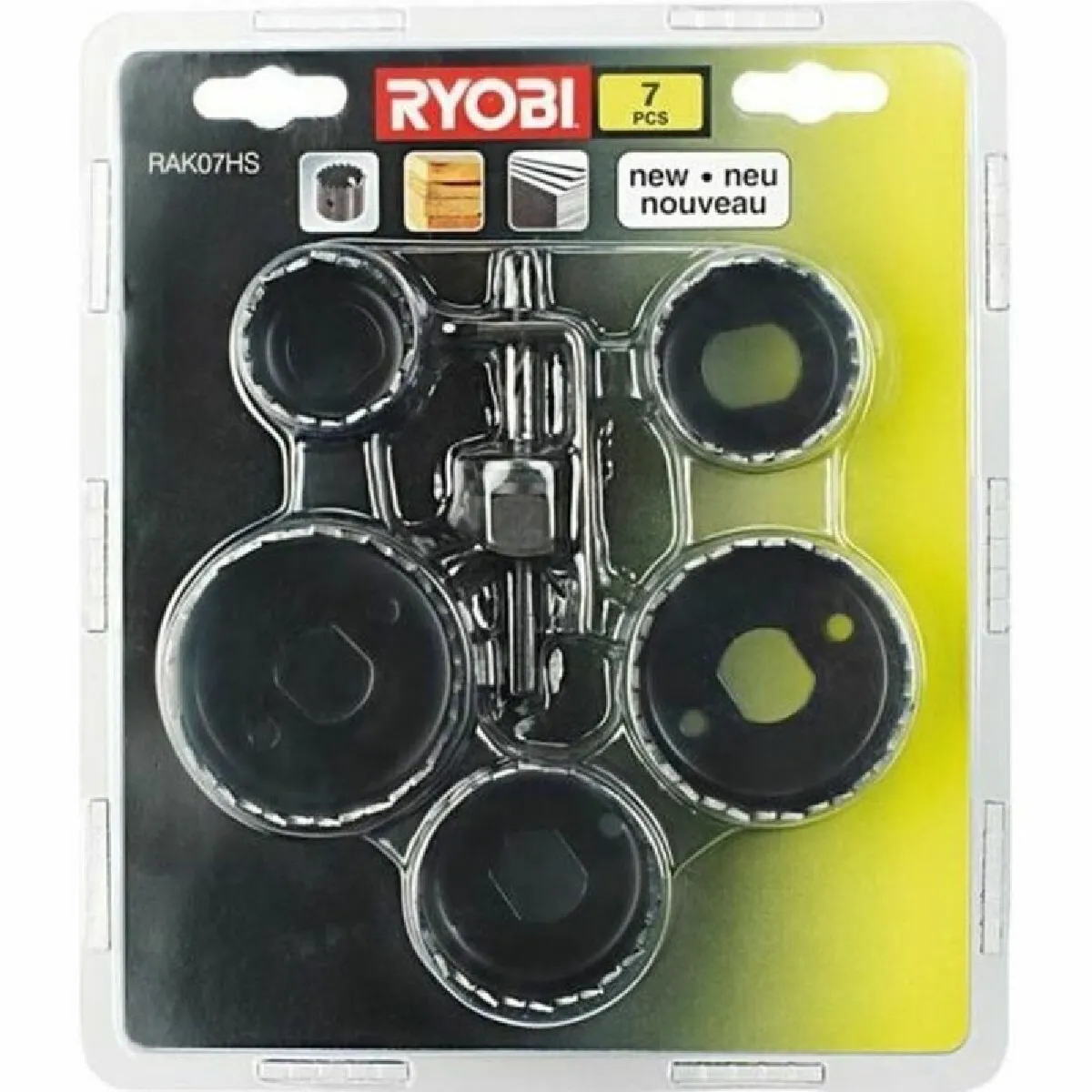 Scies Cloches RYOBI RAK07HS – 7 Pièces pour Bois avec Foret Centreur
