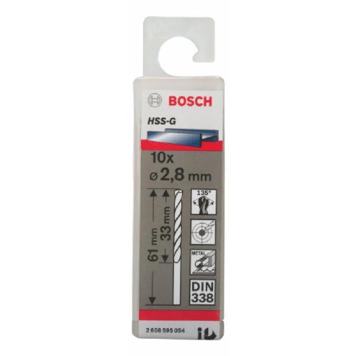 Forets À Métal Bosch 2608595054 – HSS-G 2,8mm, Lot de 10