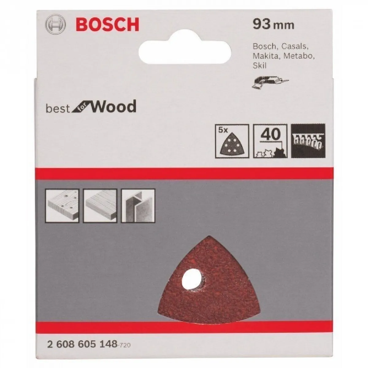 Bosch Feuilles abrasives Delta 93mm Grain 80 - vue 3