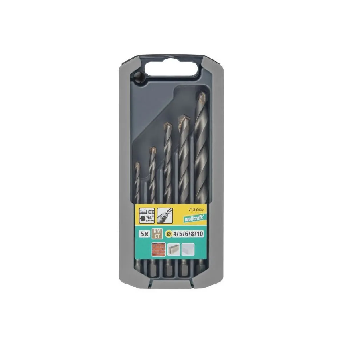 Wolfcraft Jeu Forets Pierre 5 Pcs 4-10 Mm