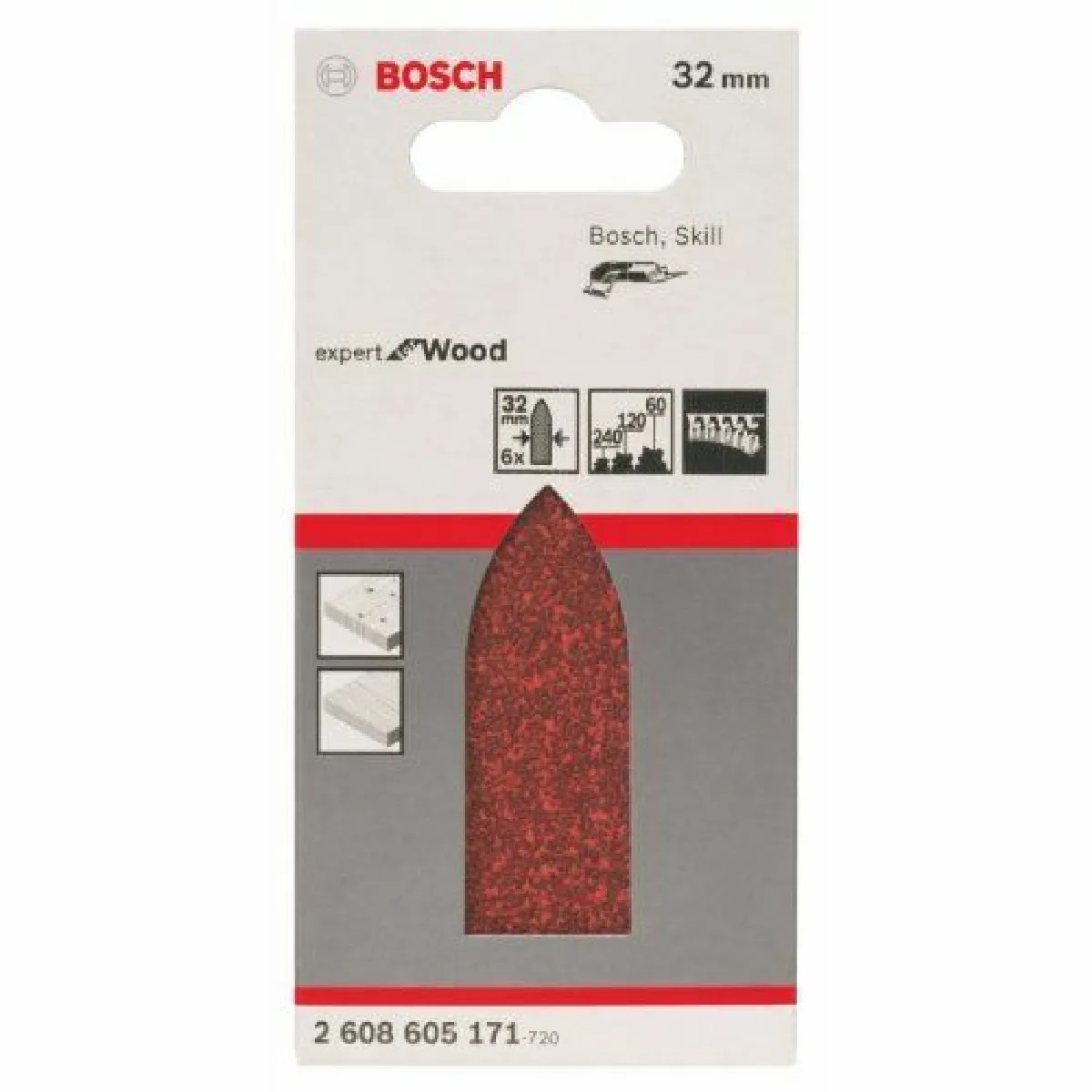 Bosch Feuilles abrasives expert 32 mm Set 6 pièces