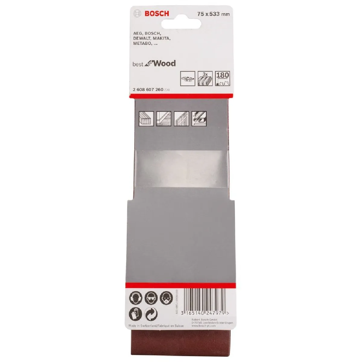 Bosch Bandes abrasives Best for Wood 75x533mm Grain 180