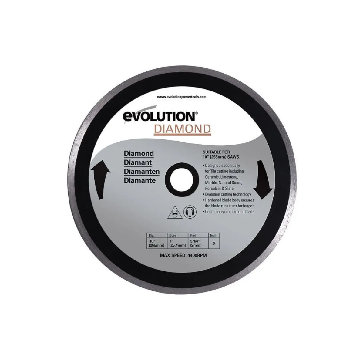 Evolution RAGE Diamond Blade 255 x 25.4mm RAGEBLADE255DIAMOND