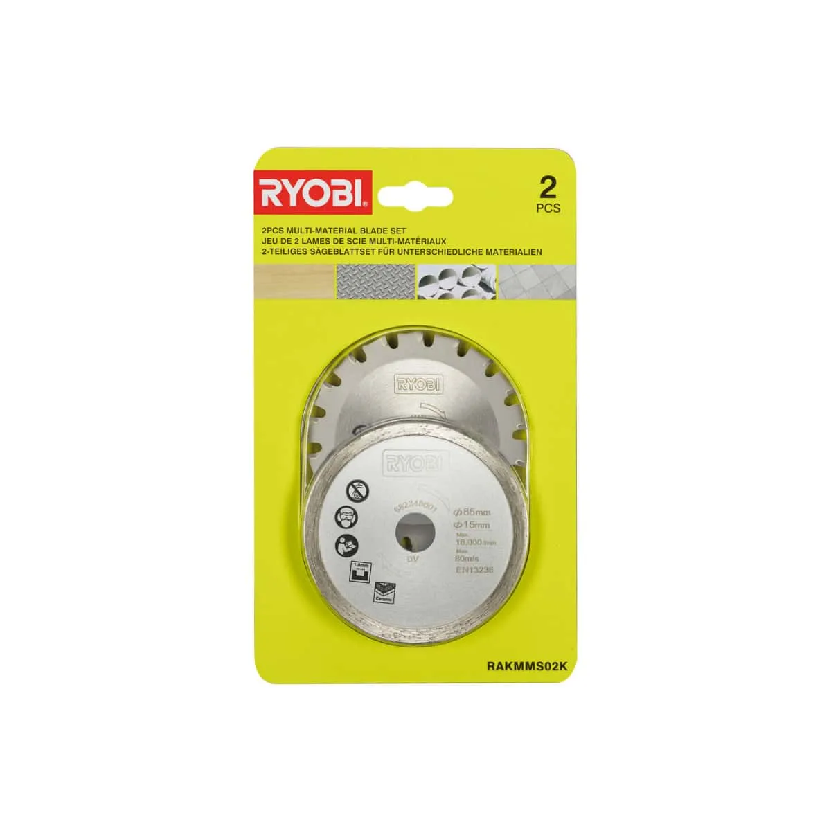 Ryobi kit lames scie circulaire bois/métal/carrelage - Lot de 2