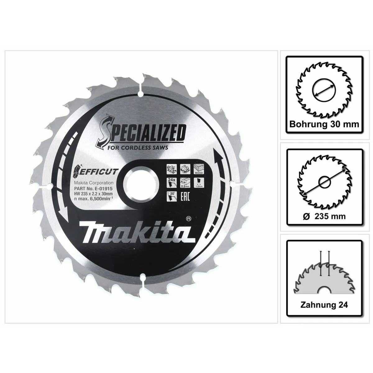 Makita CCM23524G Lame EFFICUT 235 x 30 mm