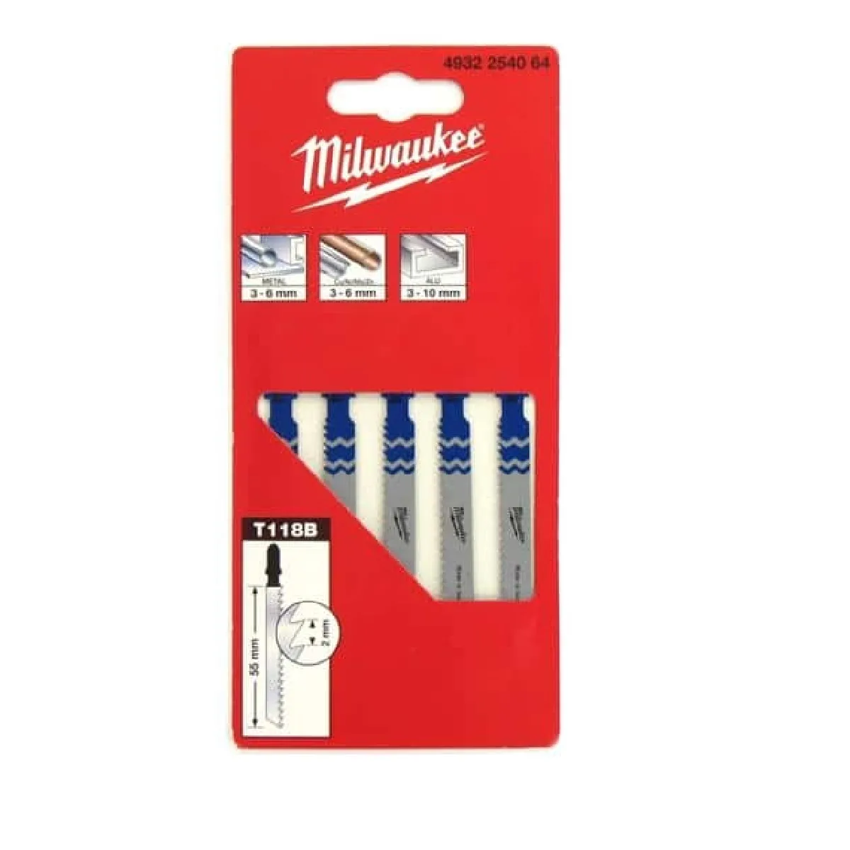 MILWAUKEE  Lames de scie sauteuse m&eacute;tal - Pack de 5