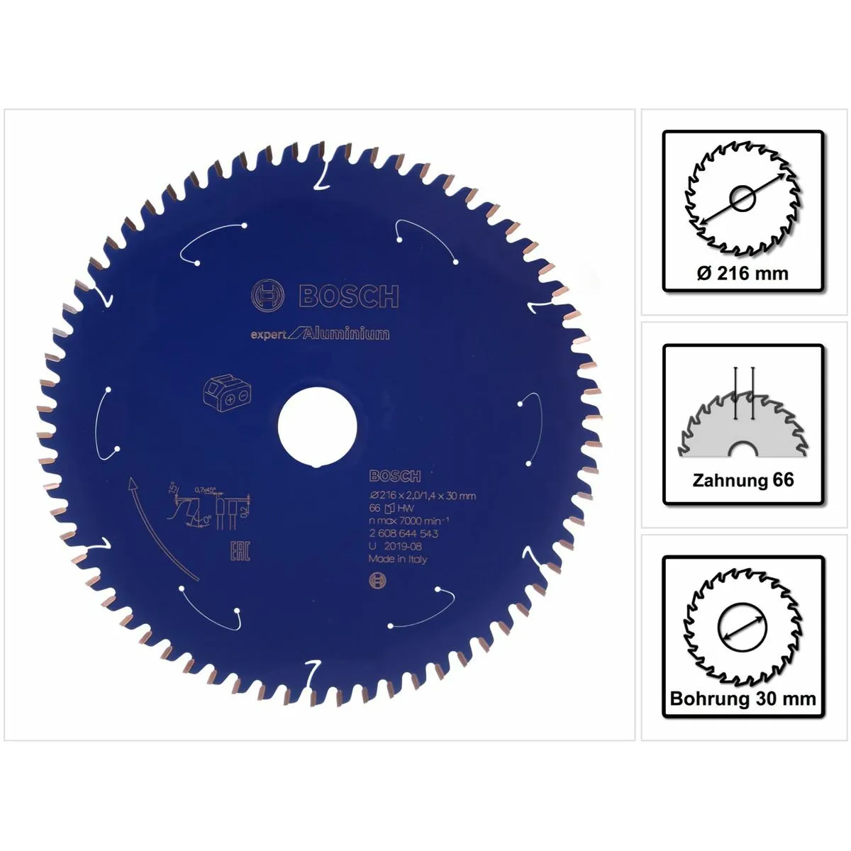 Bosch Professional Expert for Aluminium Lame de scie circulaire 216 x 30 x 2 mm 66 dents 2608644544 - vue 2