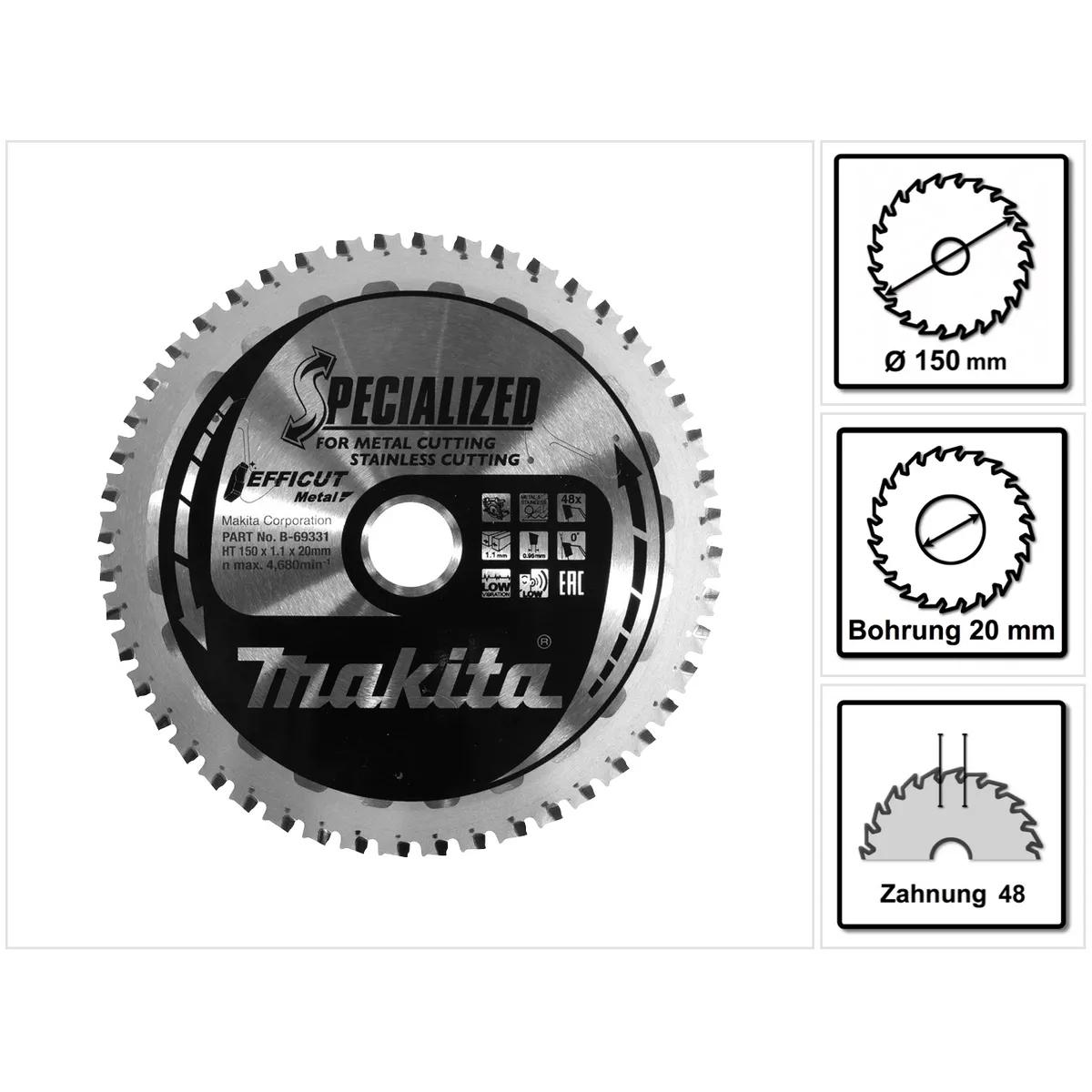 Makita Lame de scie SPECIALIZED EFFICUT 150 x