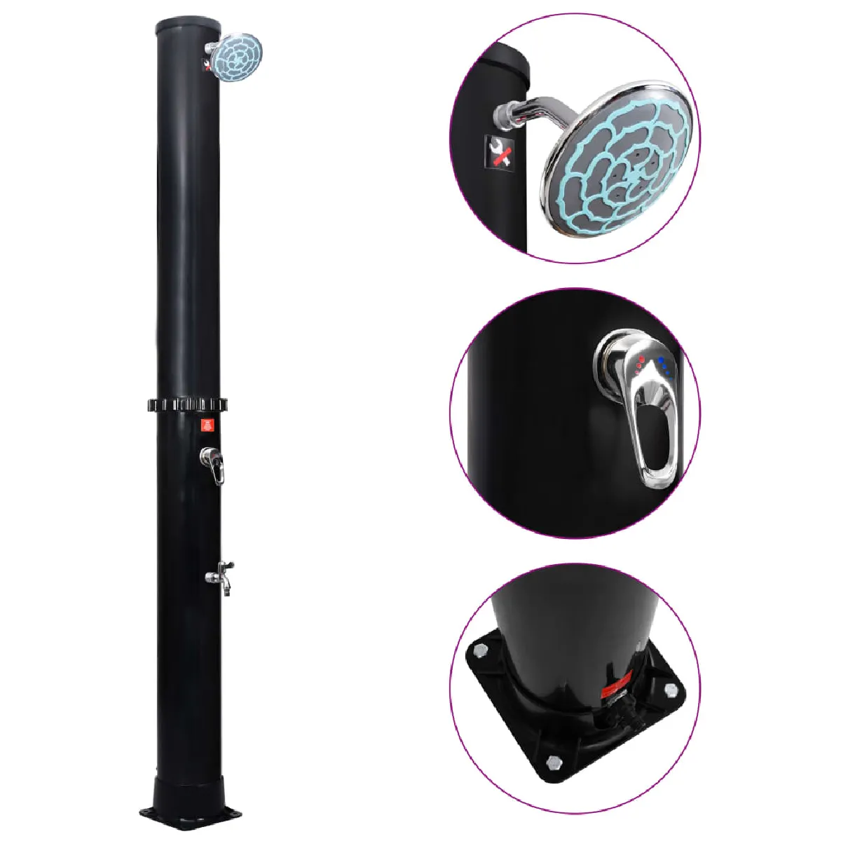 VIDAXL Douche solaire 40L - Noir