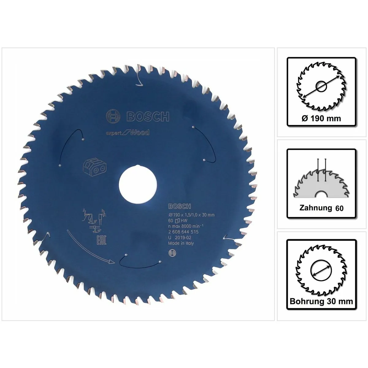 BOSCH Lame de scie circulaire Expert for Wood 190 mm