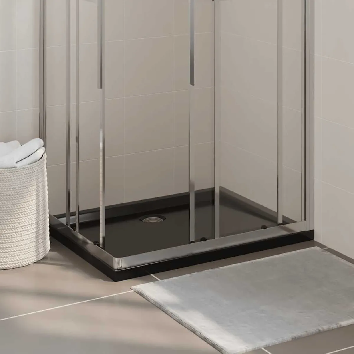 Vidaxl Receveur de douche ABS Noir 70x90 cm - vue 1