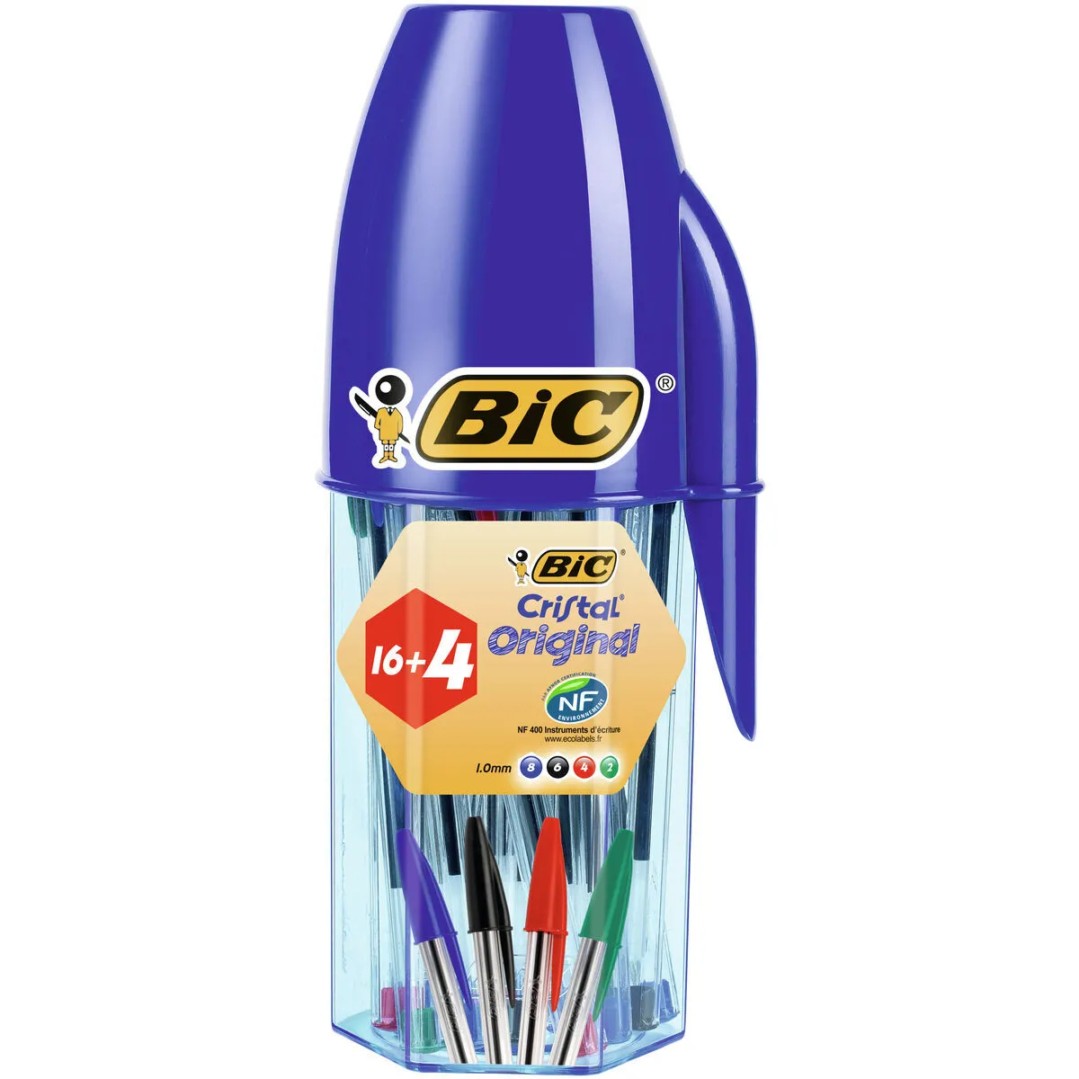 BIC Cristal Original Stylos Bille Pointe Moyenne 1 0 mm Parfait pour 'Ecole et au Bureau Couleurs Assorties Pot de 20 stylos - vue 10