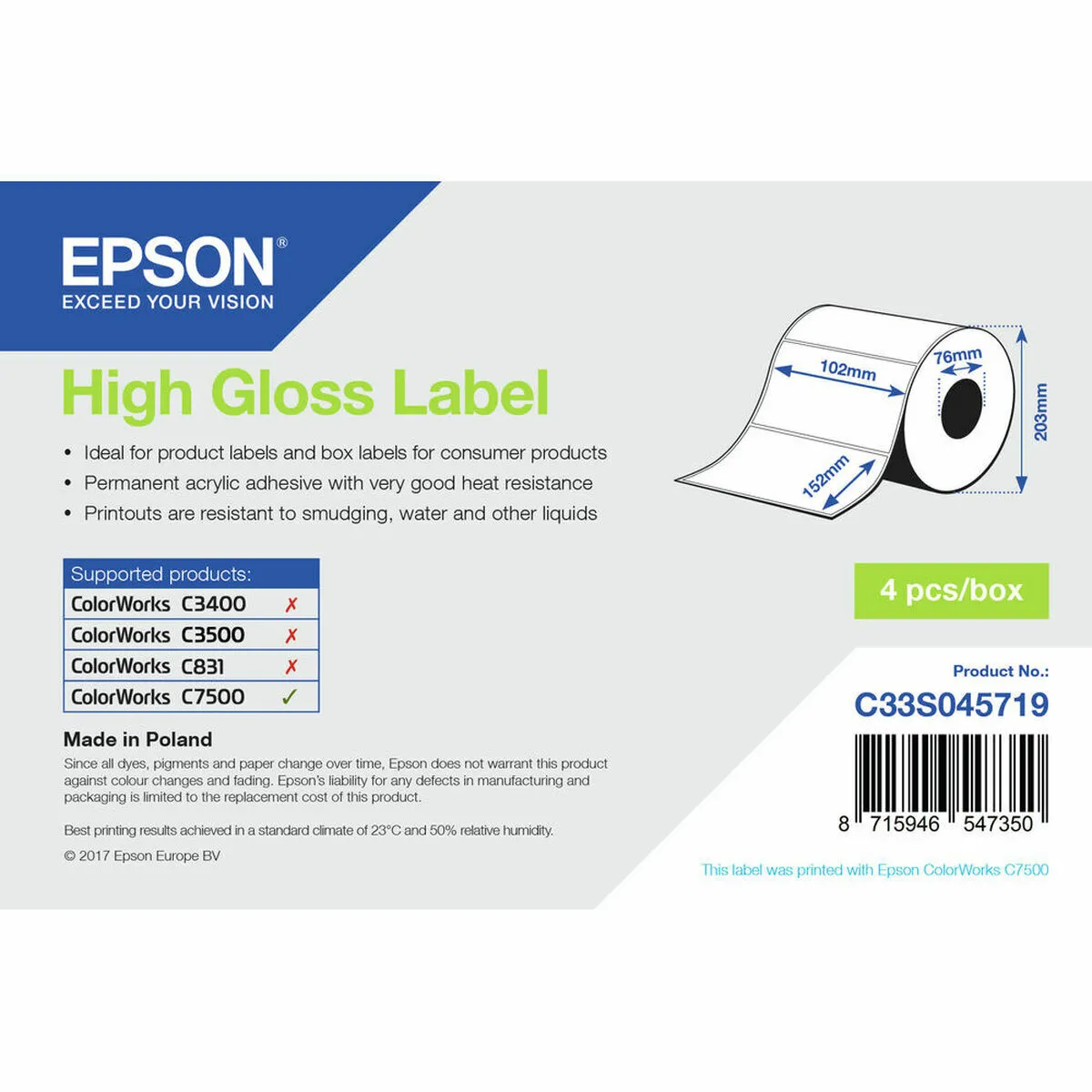 Epson Étiquettes C33S045719