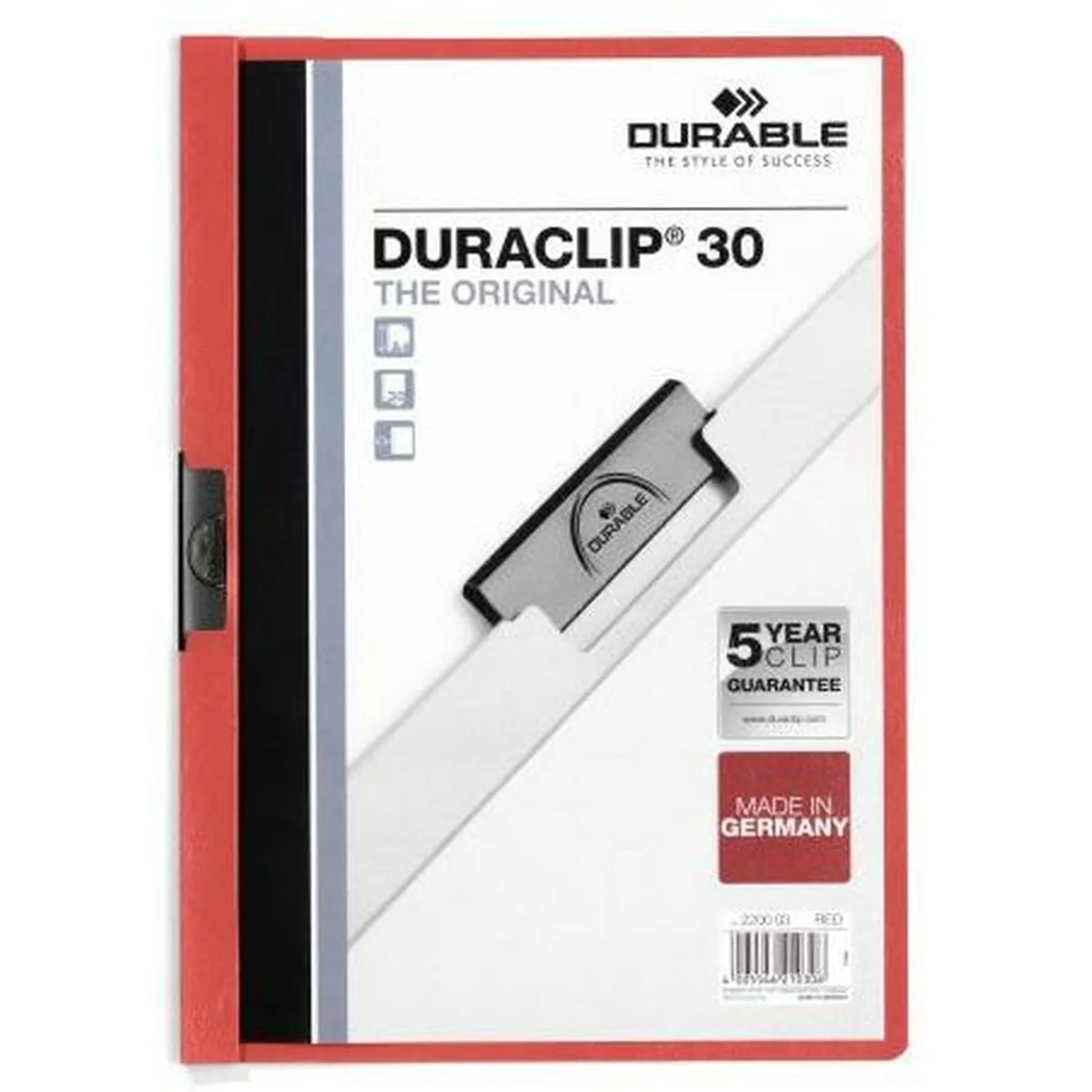 Durable Duraclip 30 protège-documents en PVC rouge pour le classement et la protection de vos documents administratifs - Image 3