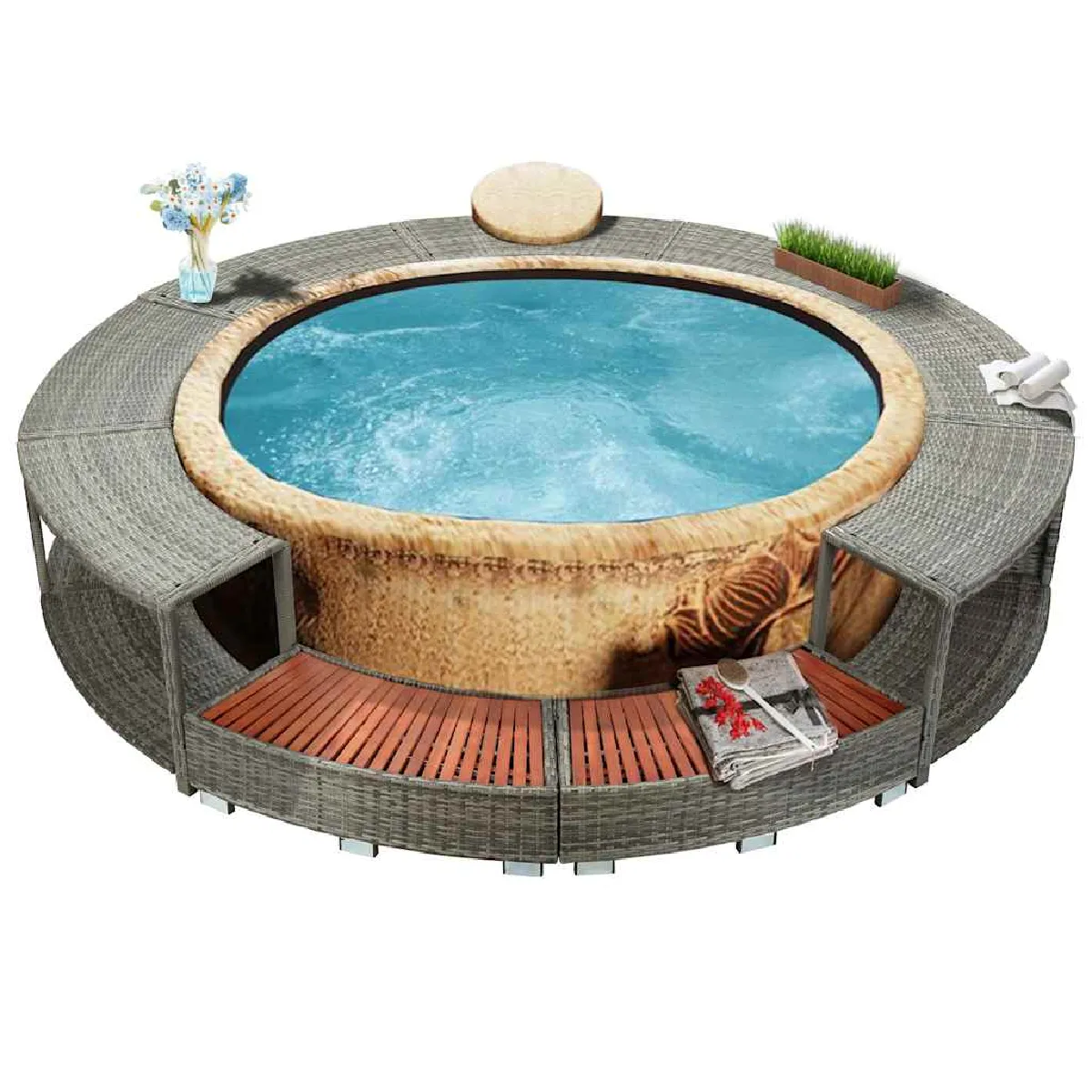 VIDAXL  Cadre bain &agrave; remous r&eacute;sine tress&eacute;e