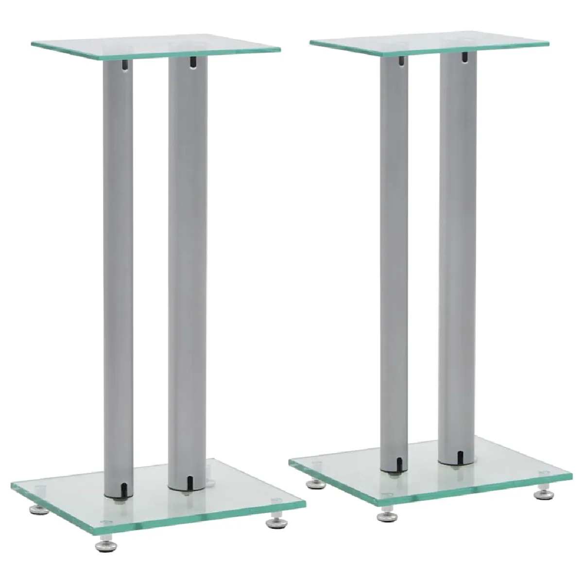 VidaXL lot de 2 supports d'enceintes verre trempé/argent - Image 3