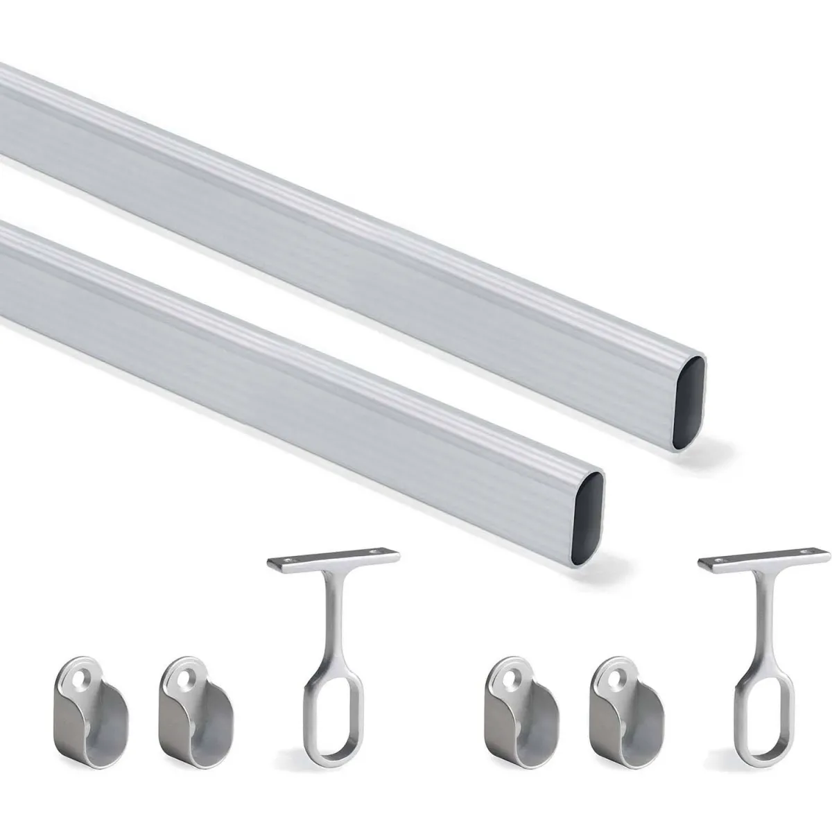 Non Communiqué Anodisé Mat Emuca - Kit Tube De Penderie 30 X 15 Mm Aluminium 115 Cm - Image 3