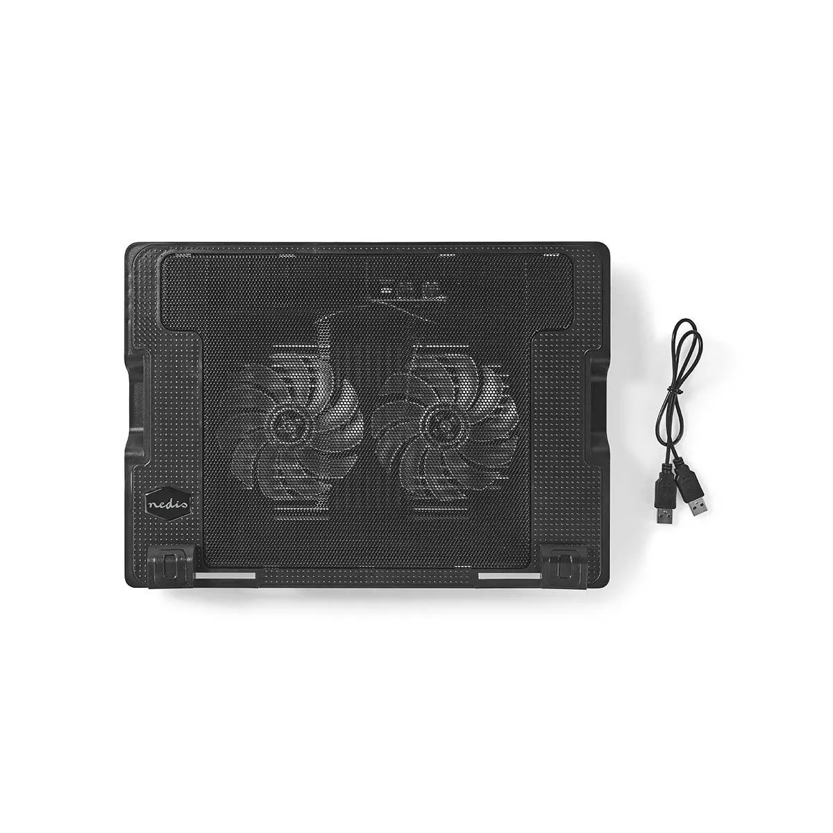 Nedis Noir Refroidisseur Pc Portable 18" 2 Ventilateurs Led Ultra Puissant