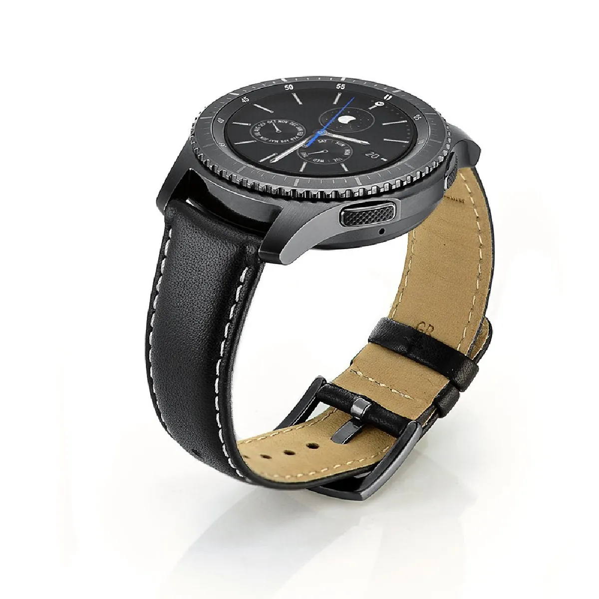 Générique Noir Bracelet De Montre En Cuir Véritable Pour Samsung Gear S3 Classic