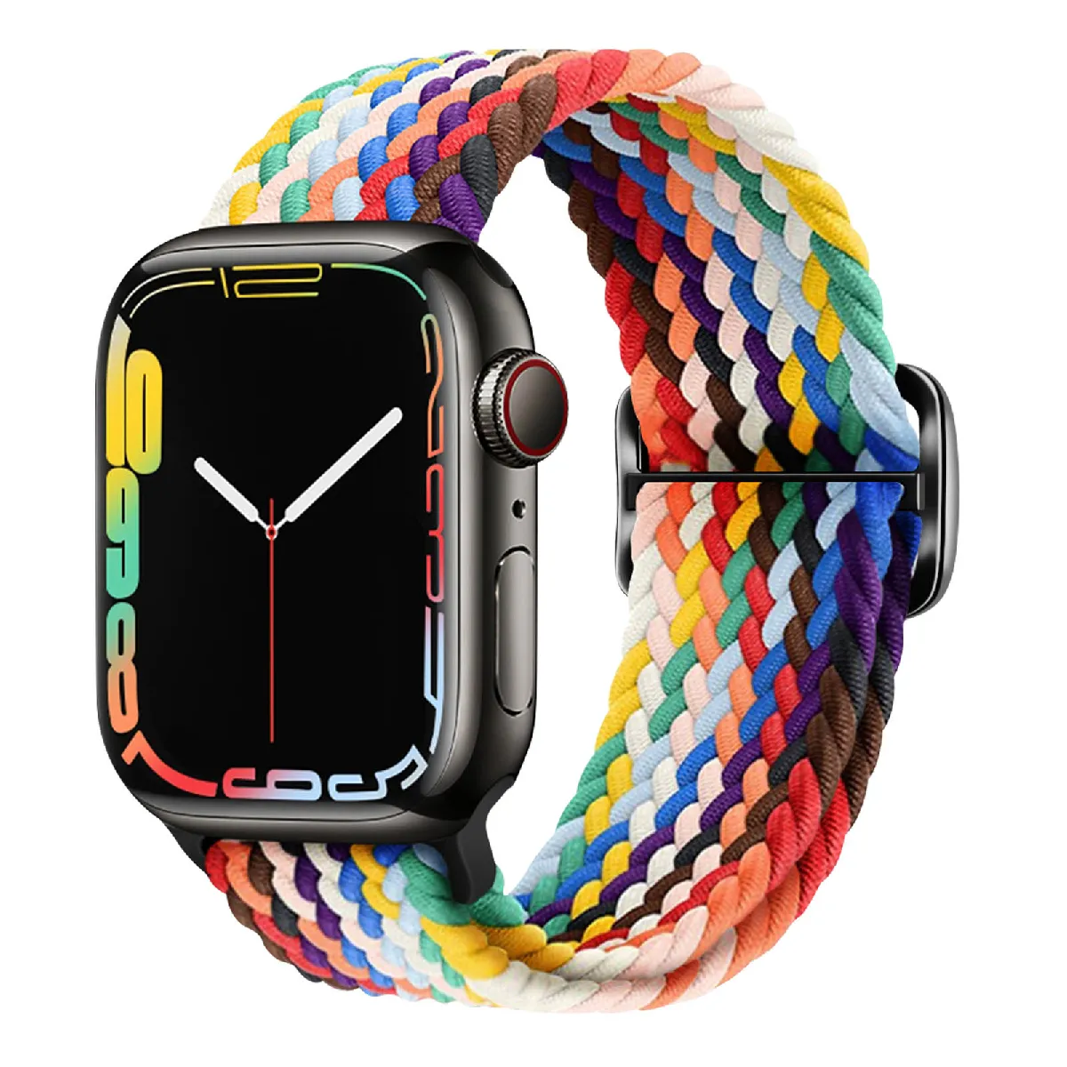 AVIZAR Bracelet pour Apple Watch 41mm / 40mm / 38 mm Nylon Tress&eacute; Respirant arc-en-ciel