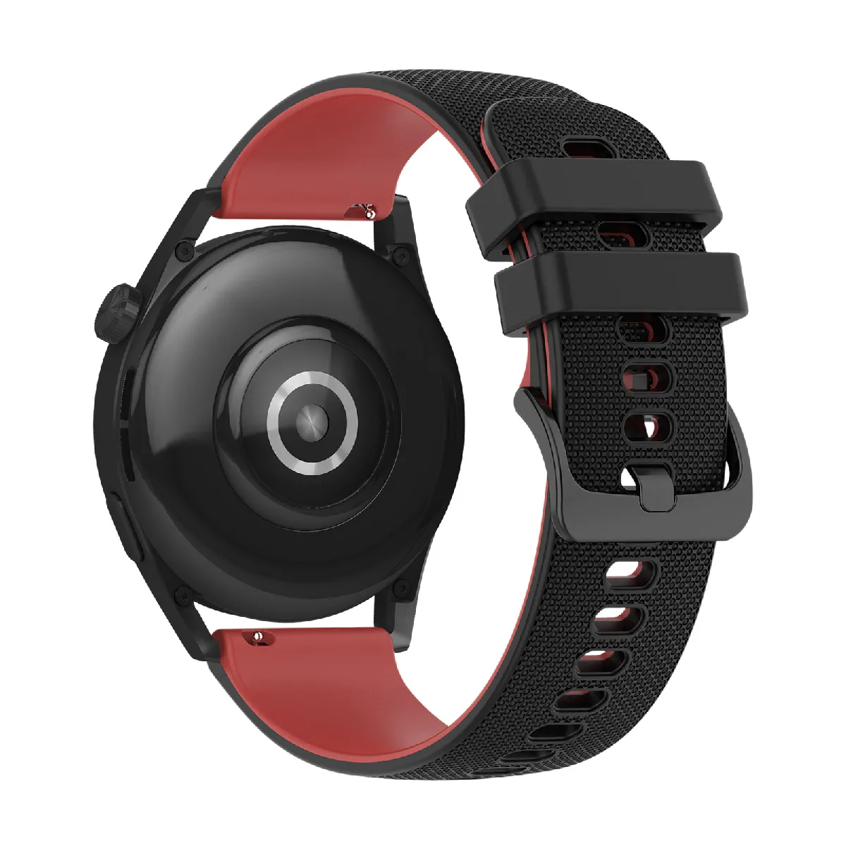 Avizar Noir/Rouge Bracelet Pour Huawei Watch Gt3 46Mm Silicone Bicolore Texturé