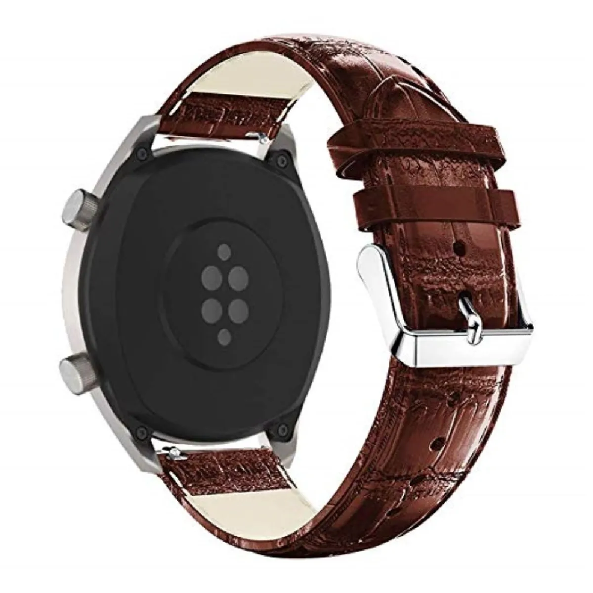 Générique Marron Bracelet De Montre Connectée En Cuir Véritable Pour Huawei Watch Gt - 22 Mm