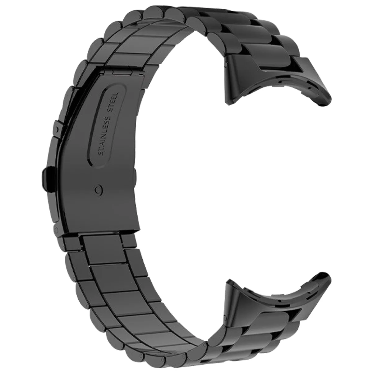 Avizar Noir Bracelet Pour Google Pixel Watch Maillons Acier Inoxydable