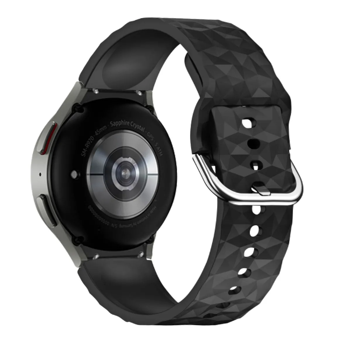 Avizar Noir Bracelet Pour Samsung Galaxy Watch 5 / 5 Pro / 4 Silicone Texturé Losange