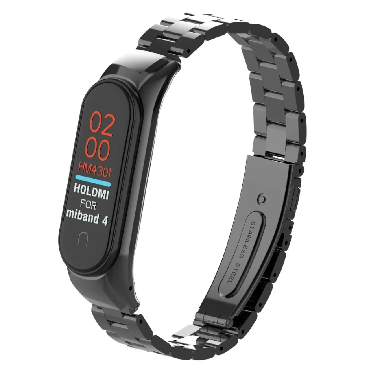 Générique Noir Bracelet En Acier Inoxydable Pour Xiaomi Mi Smart Band 4