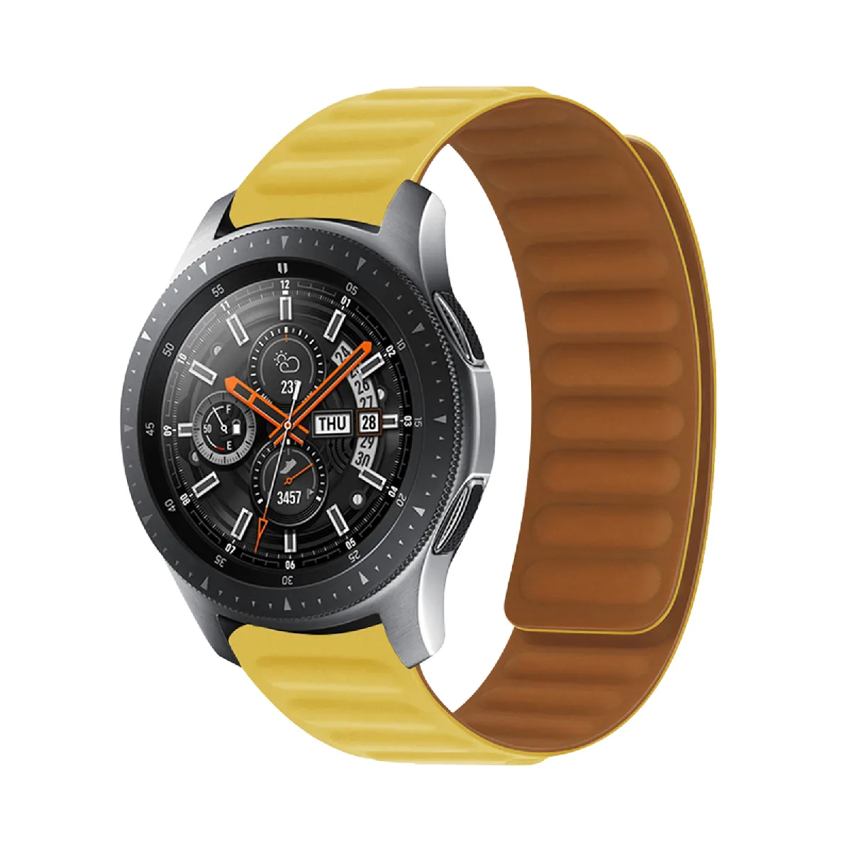 Avizar Jaune Bracelet Pour Honor Magic Watch / Gs3 Silicone Souple Attache Magnétique