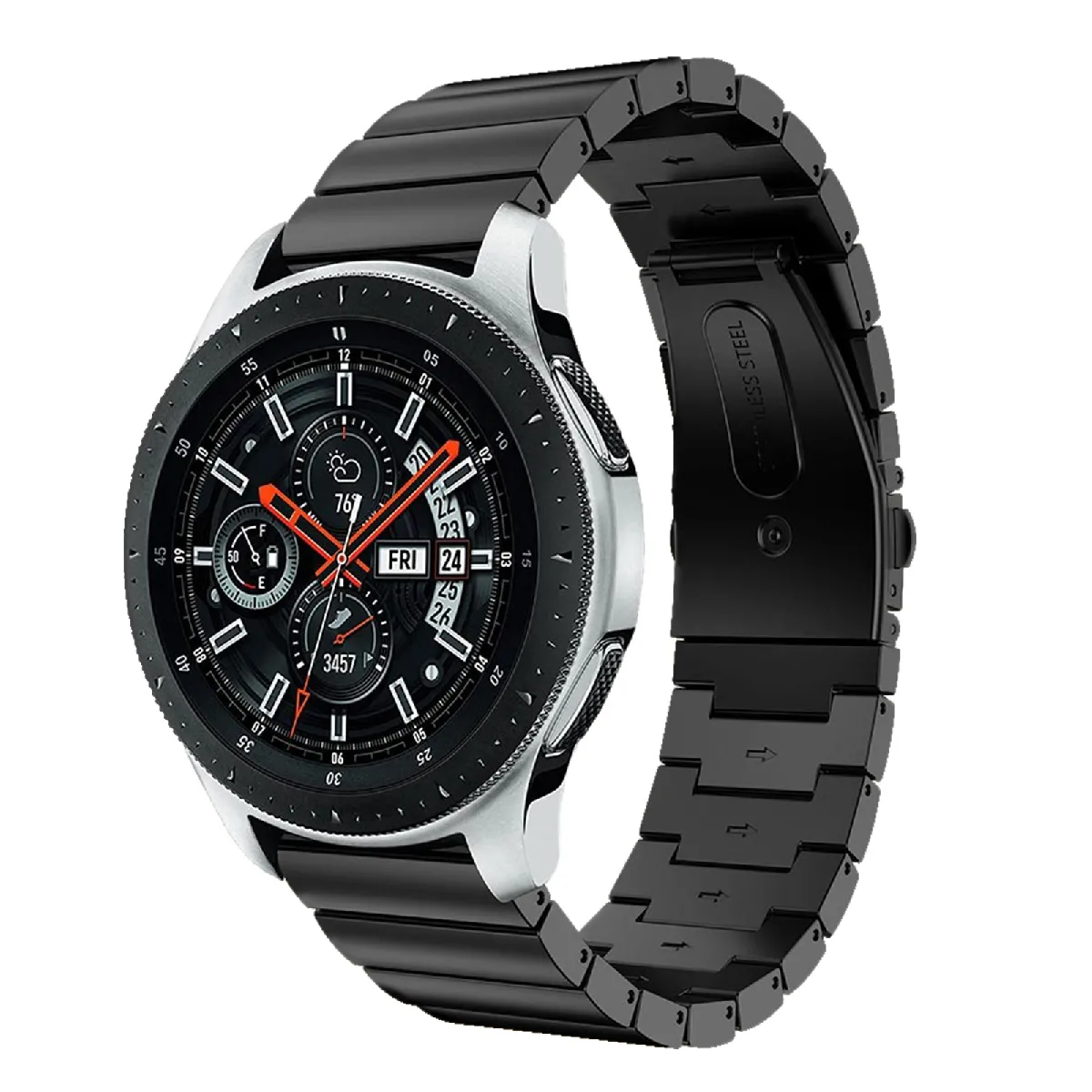 Avizar Noir Bracelet Samsung Galaxy Watch 46 Mm Maillons En Acier