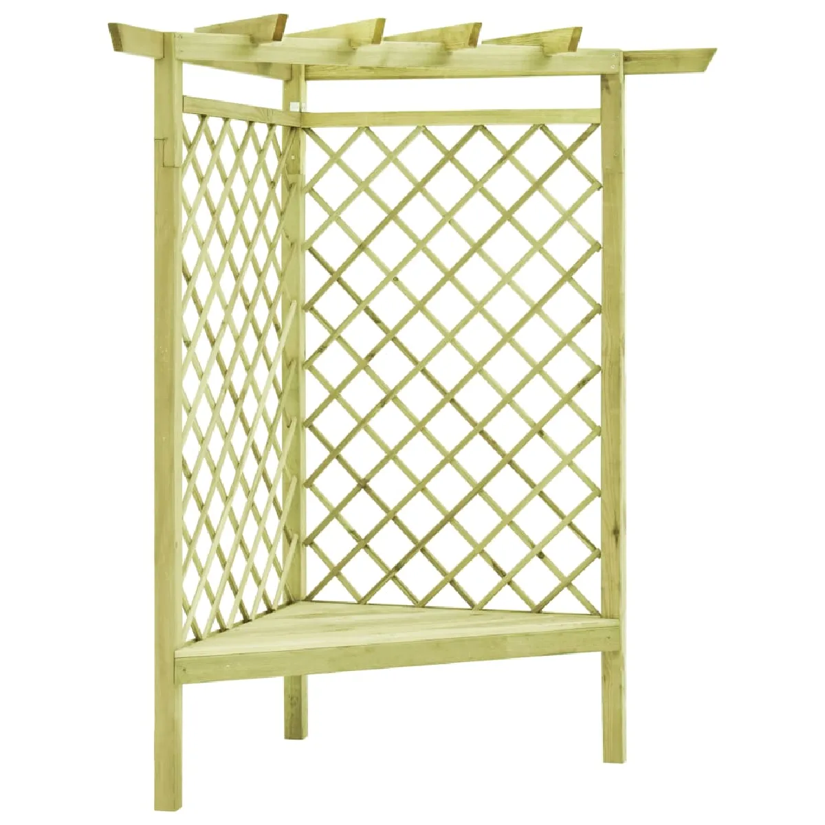 Pergola d'angle VIDAXL 130x130x197 cm Pin imprégné Avec siège - vue 2