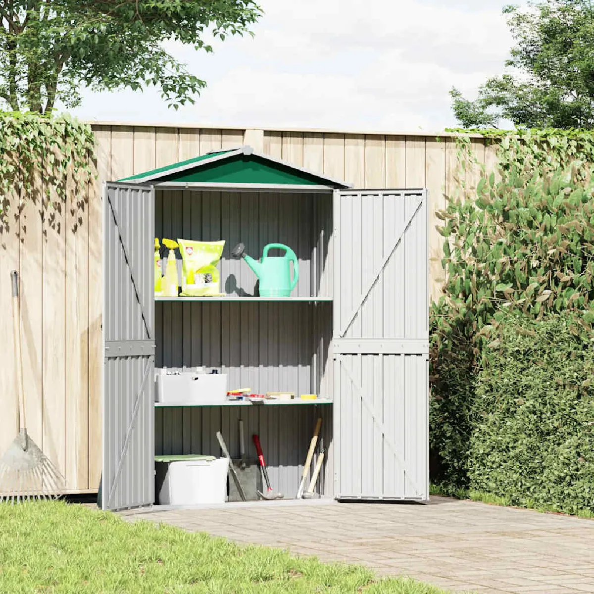 VIDAXL  Abri de jardin 116x45x175 cm - Acier galvanis&eacute;