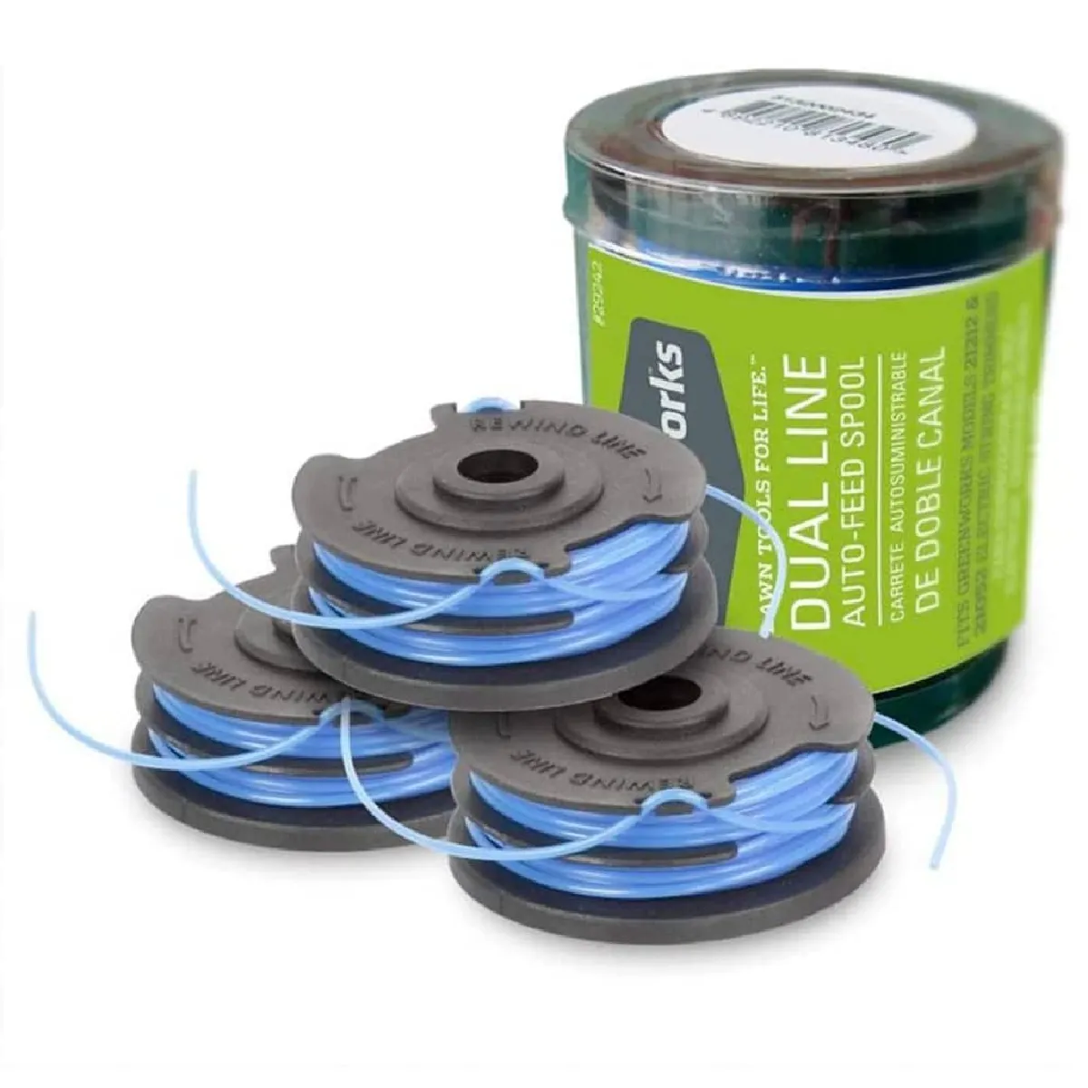 Greenworks Ensemble de bobine double fil 3 pcs pour tondeuse 3x1 6 mm - vue 2