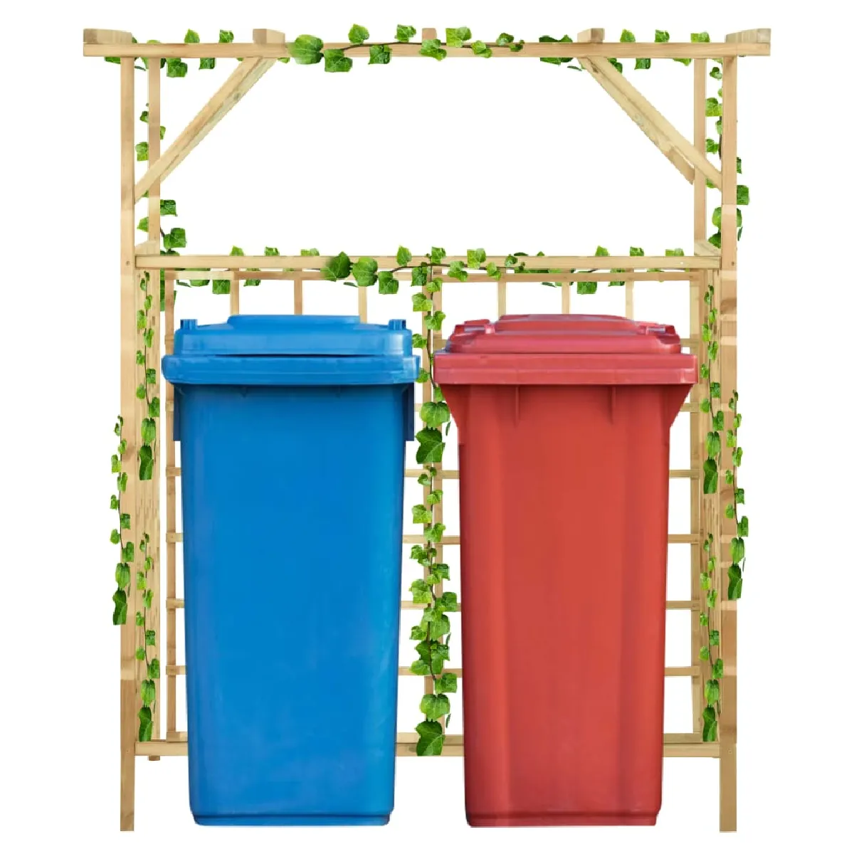 vidaXL Pergola de jardin pour poubelles doubles Bois de pin imprégné - vue 2