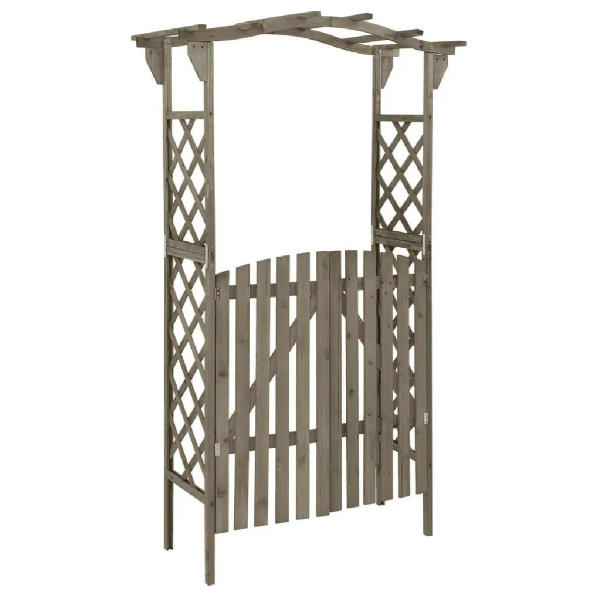 vidaXL Pergola avec portail 116x40x204 cm Bois de sapin massif - vue 3