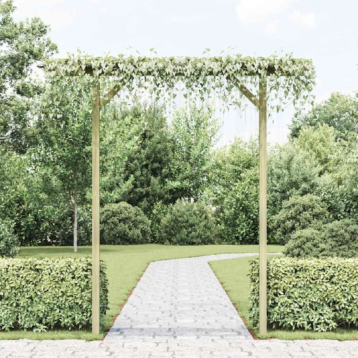 vidaXL Pergola de jardin 200 x 40 x 205 cm Bois - vue 2