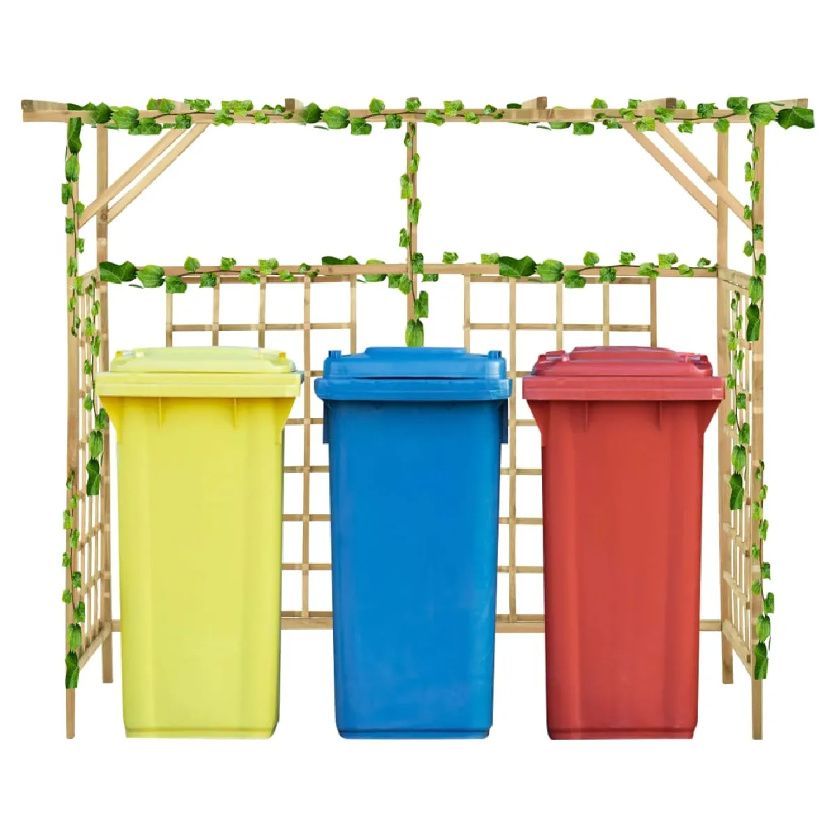 vidaXL Pergola de jardin pour poubelles triples Bois de pin imprégné - vue 2