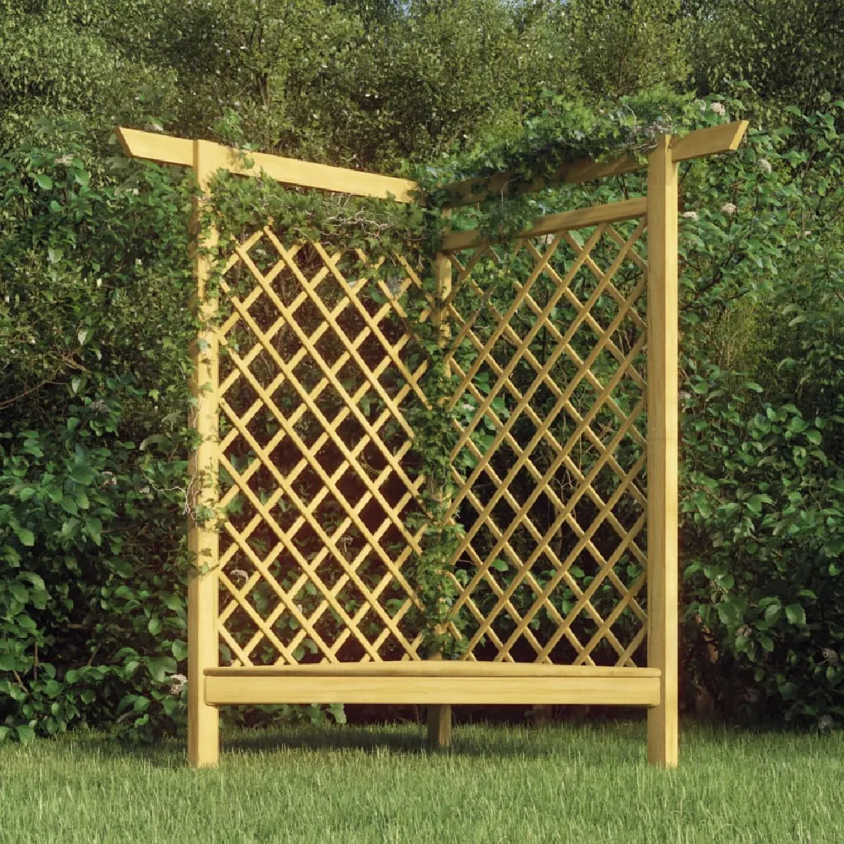 vidaXL Pergola d'Angle avec Banc 166x81x174 cm - vue 2