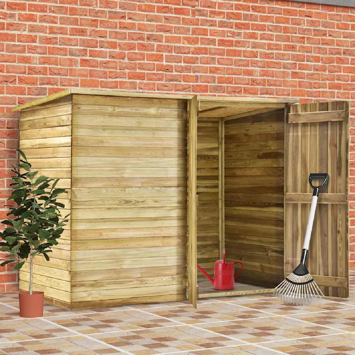 vidaXL Abri de Jardin en Bois 232x110x170 cm Pin Imprégné - vue 2