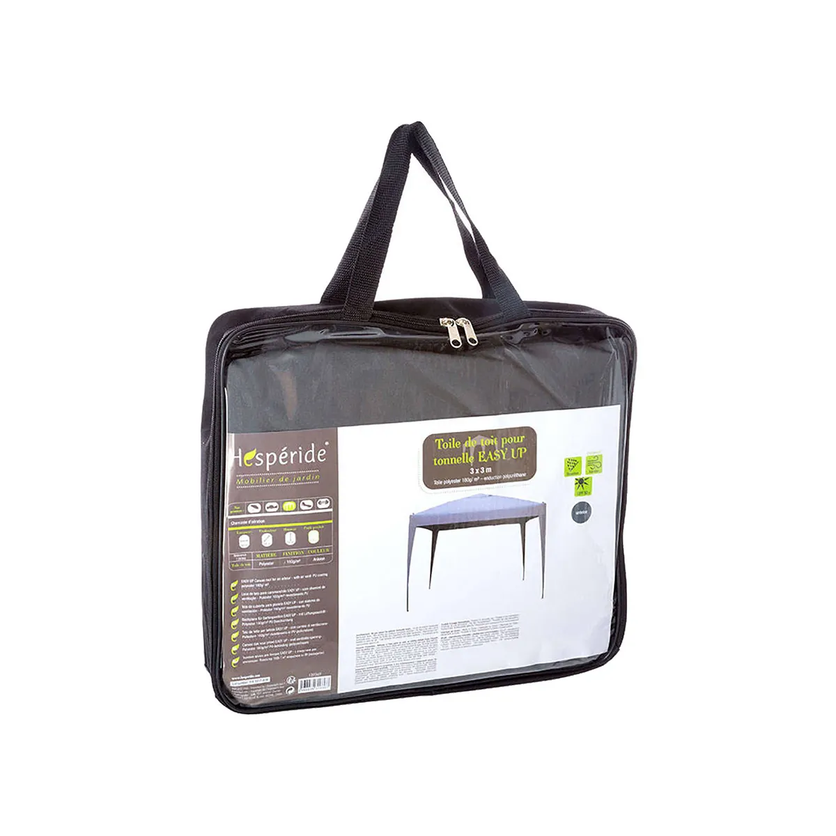 Toile De Toit Tonnelle 3x3 M Remplacement – Protection Solaire Et Pluie, Velcro, Polyester Renforcé