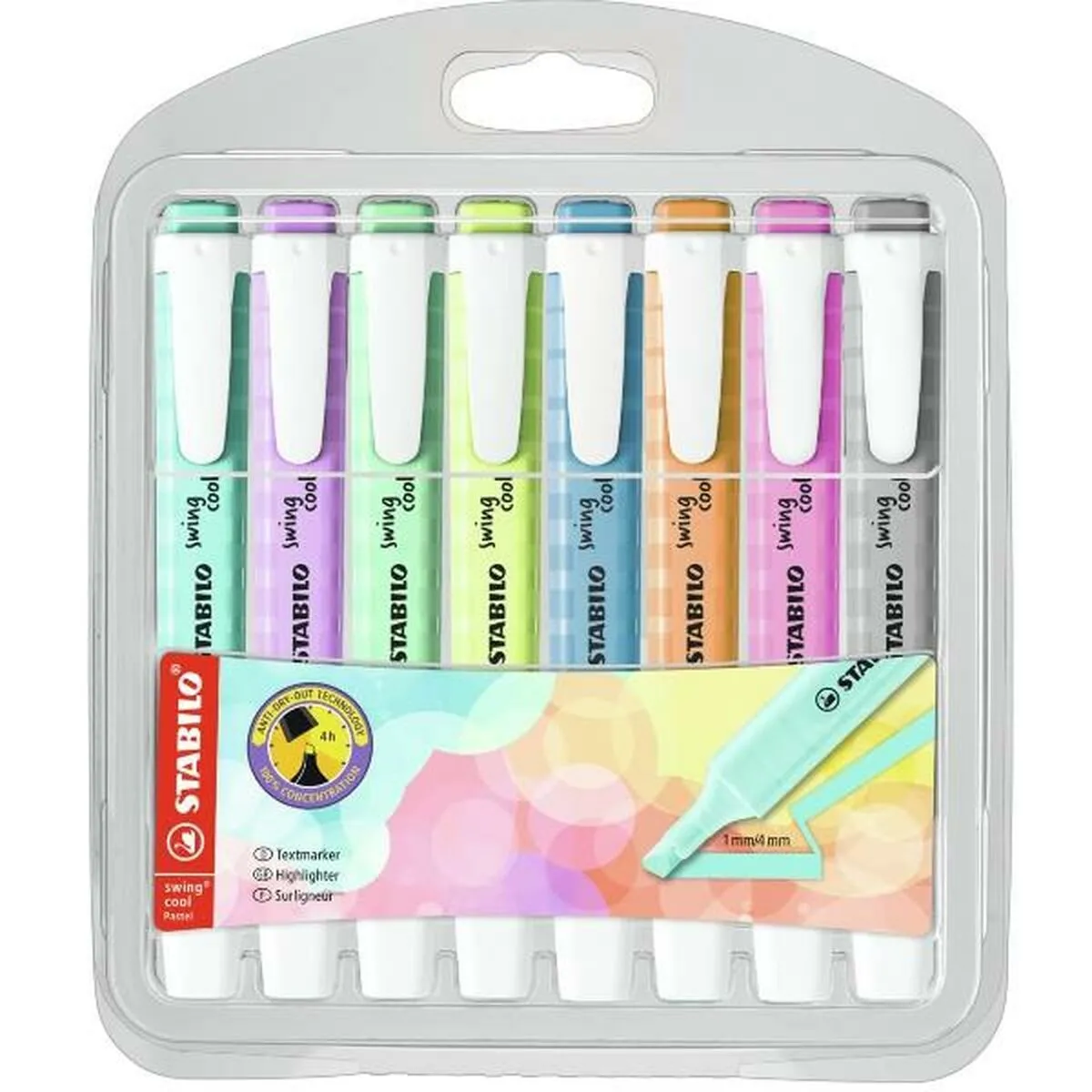 STABILO swing cool Pastel Surligneur Pochette x 8 surligneurs Coloris assortis - vue 1
