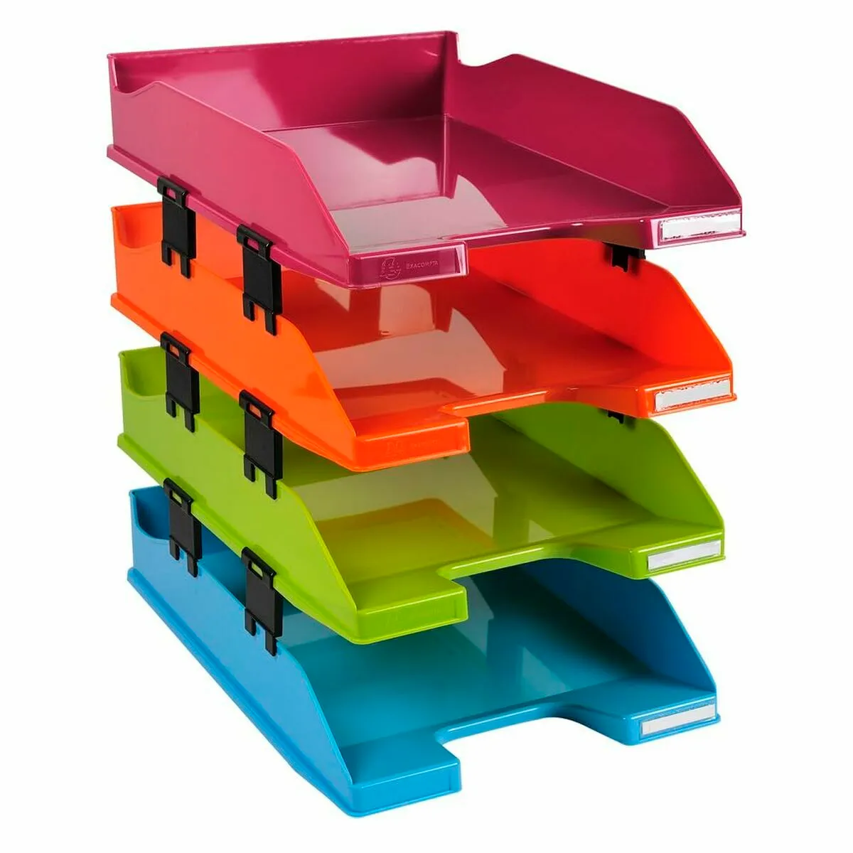 Exacompta Combo Midi Set De 4 Corbeilles À Courrier Iderama Arlequin Glossy - Image 3