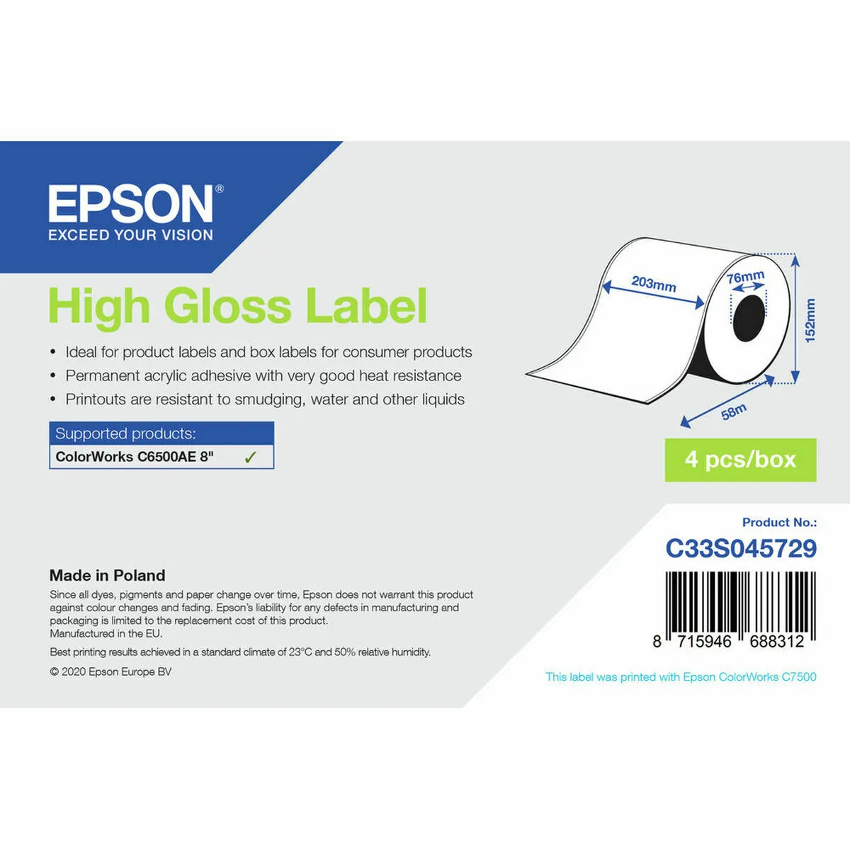 Epson Étiquettes pour imprimante C33S045729