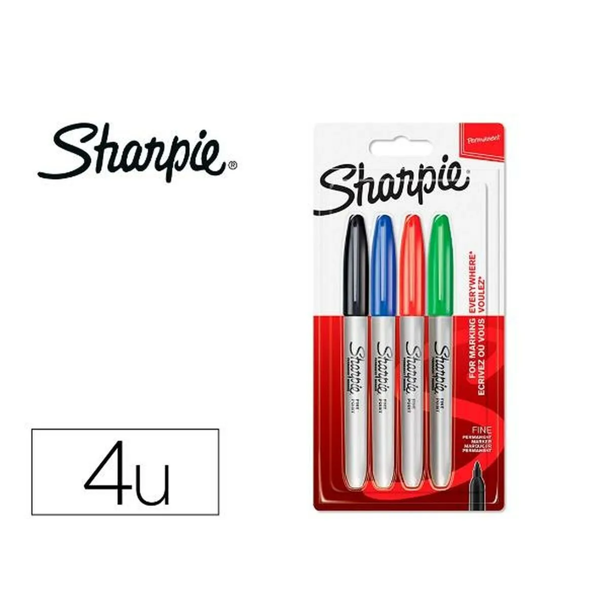 Sharpie Marqueur Permanent Fine, Blister De 4 - Image 2