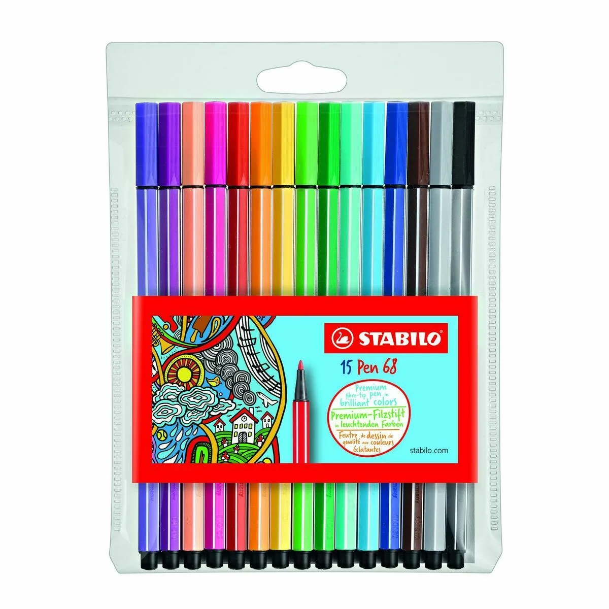 Stabilo Fasermaler Pen 68 15Er Kunststoff-Etui Par 1 Feutres De Coloriage 6815-1 - Image 4