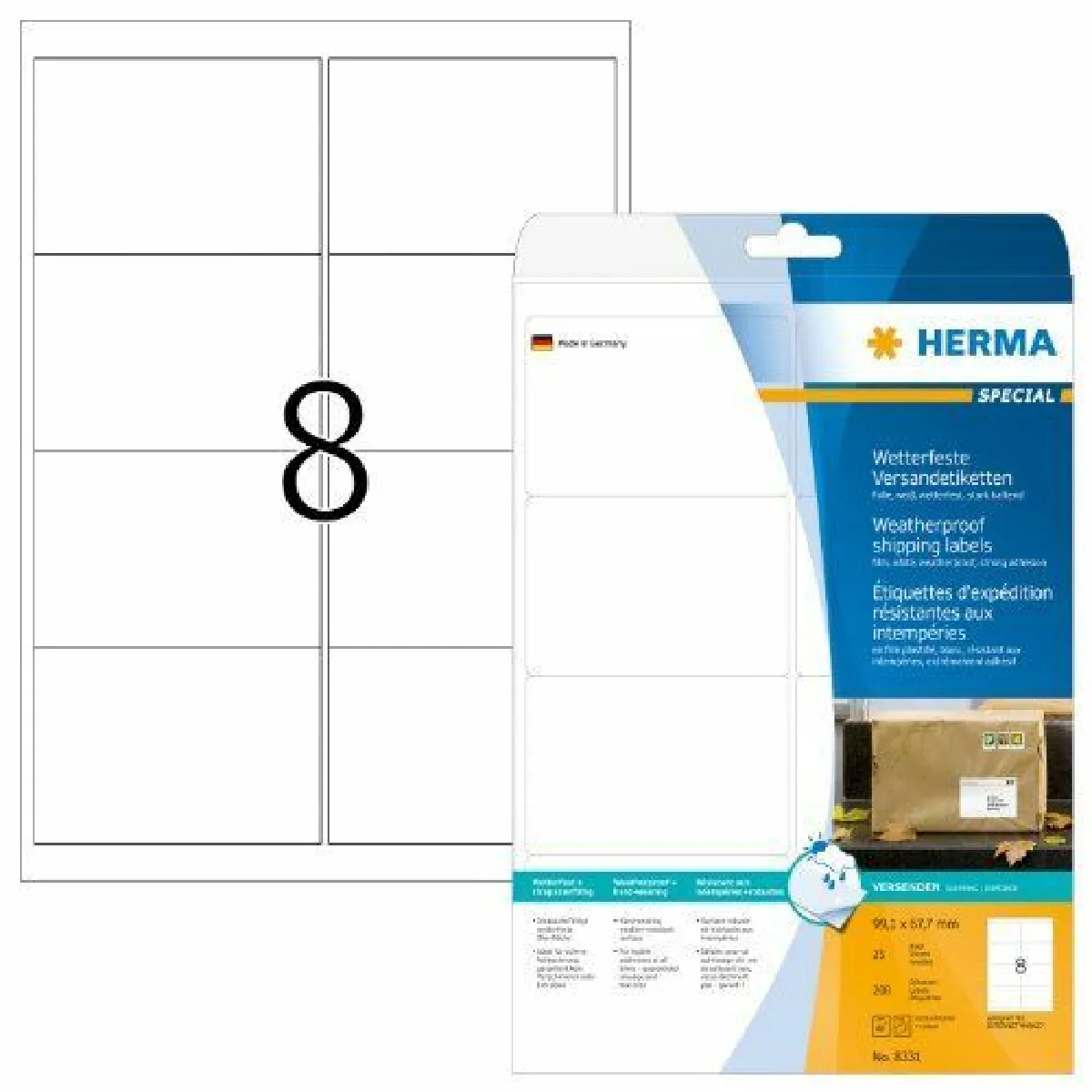 HERMA  8331 &Eacute;tiquettes d'exp&eacute;dition - 99,1 x 67,7 mm