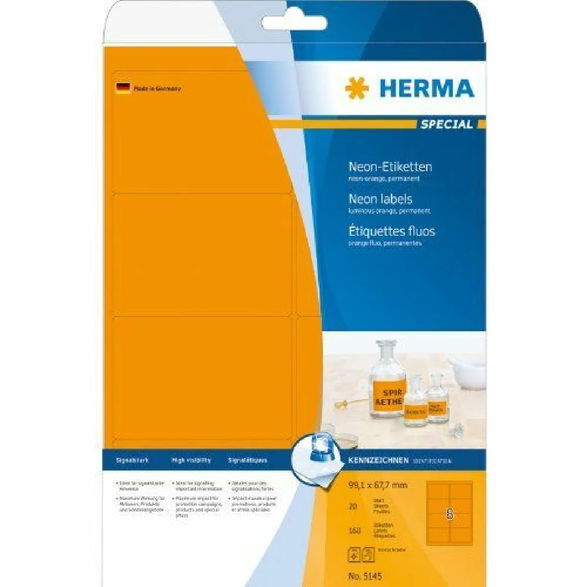 HERMA  5145 &Eacute;tiquettes Orange Fluo
