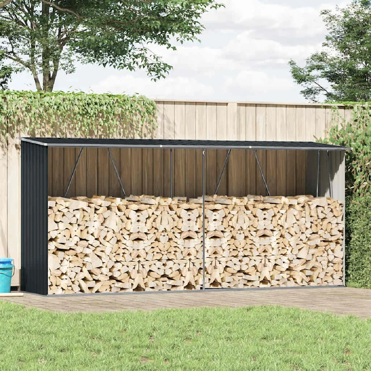 vidaXL Abri de stockage à bois 330x84x152 cm - vue 2