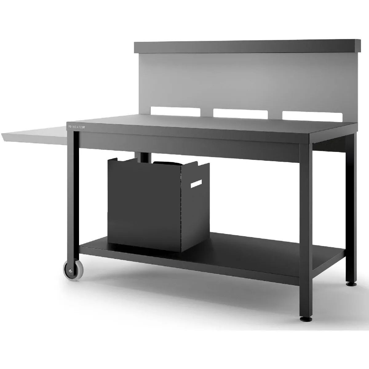 Forge Adour Noir/Gris Table Roulante Credence Pour Plancha - Image 2